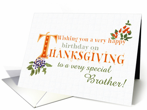 For Brother Thanksgiving Birthday with Fall Berries and Word Art card