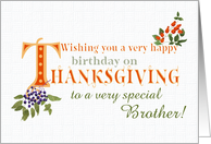 For Brother Thanksgiving Birthday with Fall Berries and Word Art card