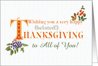 Belated Thanksgiving to All of You with Fall Berries and Word Art card