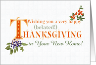 Belated Thanksgiving Fin Your New Home with Fall Berries and Word Art card