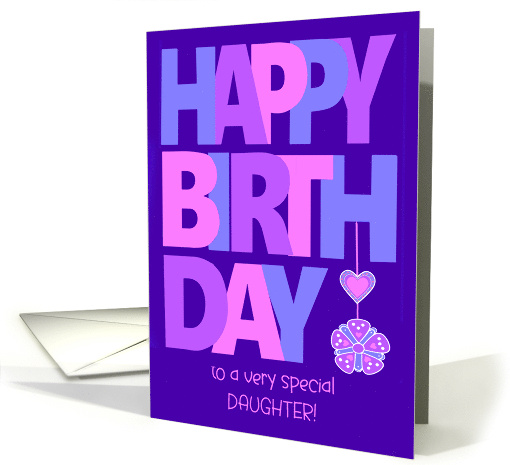 For Daughter Birthday Pastel Colors on Navy with Heart and Flower card
