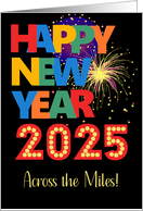 Happy New Year Across the Miles Bright Lettering and Fireworks card