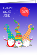 New Year in German Language with Three Cute Nordic Gnomes Blank Inside card
