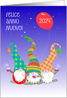 New Year Italian Language with Three Cute Nordic Gnomes Blank Inside card