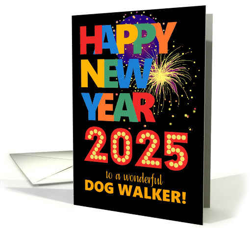 For Dog Walker Happy New Year Bright Lettering and... (1811022)
