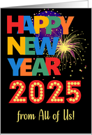 Happy New Year from All of Us Bright Lettering and Fireworks card