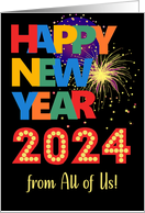 Happy New Year from All of Us Bright Lettering and Fireworks card