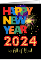 Happy New Year to All of You Bright Lettering and Fireworks card