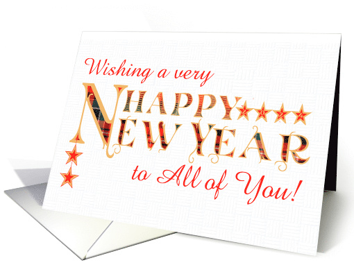 Happy New Year To All of You with Tartan Word Art and Stars card