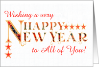 Happy New Year To All of You with Tartan Word Art and Stars card
