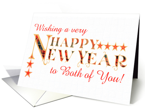 Happy New Year To Both of You with Tartan Word Art and Stars card