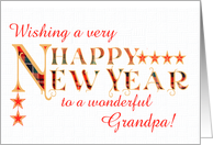 For Great Grandpa Happy New Year with Tartan Word Art and Stars card