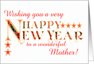 For Mother Happy New Year with Tartan Word Art and Stars card