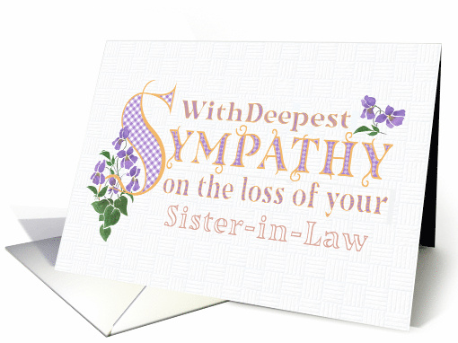Sympathy for Loss of Sister in Law with Violets and Word Art card
