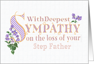 Sympathy for Loss of Stepfather with Violets and Word Art card