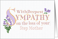Sympathy for Loss of Stepmother with Violets and Word Art card