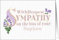 Sympathy for Loss of Nephew with Violets and Word Art card