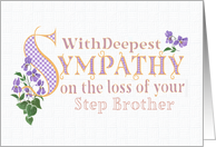 Sympathy for Loss of Stepbrother with Violets and Word Art card