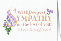 Sympathy for Loss of Stepdaughter with Violets and Word Art card