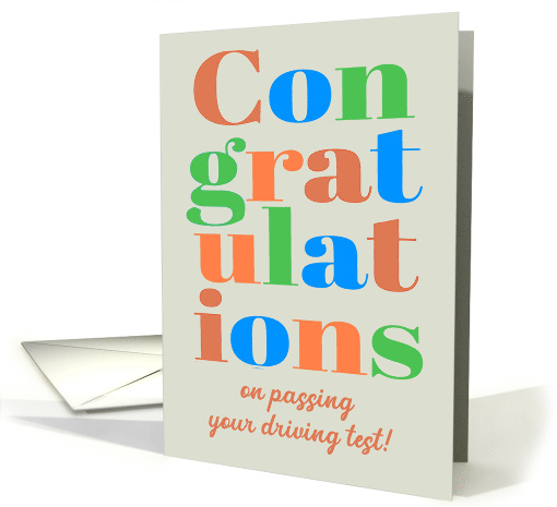 Congratulations on Passing Your Driving Test Bright Lettering card