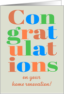 Congratulations on Home Renovation with Bright Colours Retro Lettering card