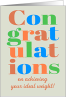 Congratulations on Achieving Ideal Weight with Bright Retro Lettering card