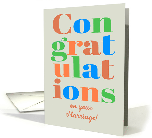 Congratulations on Marriage Bright Colorful Lettering card (1819088)