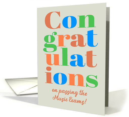 Congratulations on Passing Music Exams Bright Colorful Lettering card