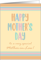 For Mother in Law Mothers Day with Stripes and Modern Lettering card