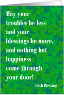 St Patrick’s Day Irish Blessing on Green Shamrock Pattern in White Let card