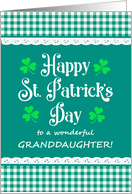 For Granddaughter St Patrick’s Day with Shamrocks and Green Checks card