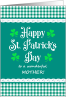 For Mother St Patrick’s Day with Shamrocks and Green Checks card