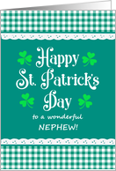 For Nephew St Patrick’s Day with Shamrocks and Green Checks card