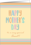 For Aunt Mothers Day with Stripes and Coloured Modern Lettering card