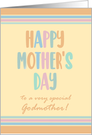 For Godmother Mothers Day with Stripes and Coloured Lettering card