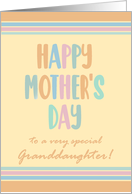 For Granddaughter Mothers Day with Stripes and Coloured Lettering card