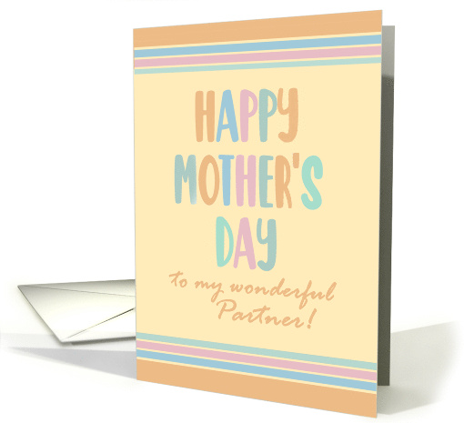 For Partner Mothers Day with Stripes and Coloured Lettering card