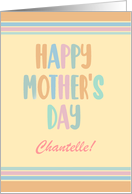 Custom Name Mothers Day with Stripes and Coloured Lettering card