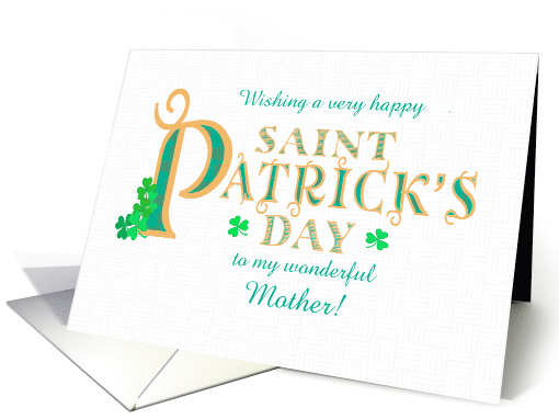 For Mother St Patrick's with Shamrocks and Gold Coloured Text card