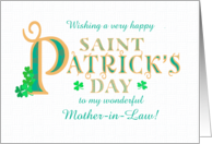 For Mother in Law St Patrick’s with Shamrocks and Gold Coloured Text card