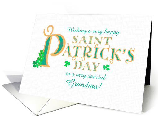 For Grandma St Patrick's with Shamrocks and Gold Coloured Text card
