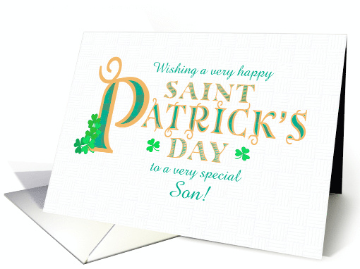 For Son St Patrick's with Shamrocks and Gold Coloured Text card
