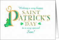 For Son St Patrick’s with Shamrocks and Gold Coloured Text card