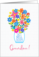 For Grandma Get Well Soon Bouquet of Colourful Flowers in White Vase card