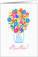 For Aunt Get Well Soon Bouquet of Colourful Flowers in White Vase card