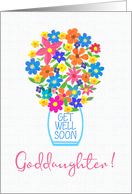 For Goddaughter Get Well Soon Bouquet of Flowers in White Vase card