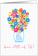 Get Well Soon From All of Us Bouquet of Flowers in White Vase card