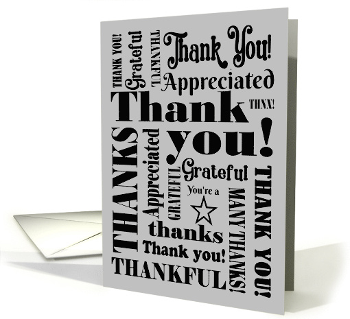 Thank You For Any Occasion with Retro Black Typography on Grey card
