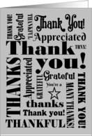 Thank You For Any Occasion with Retro Black Typography on Grey card