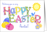 For Aunt Easter Eggs with Primroses and Floral Word Art card